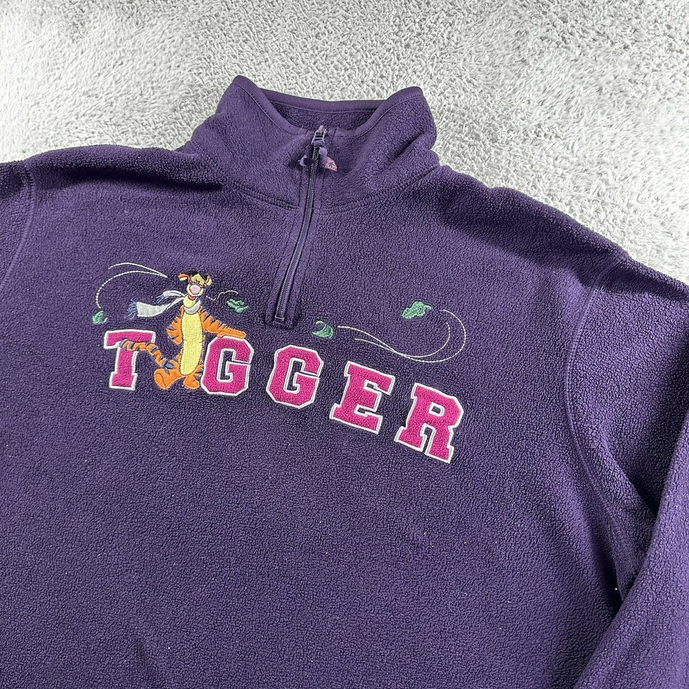 Disney Tigger Fleece Plus Womens 1x Purple Embroidered Spell‎ Out 1/4 Zip Mock